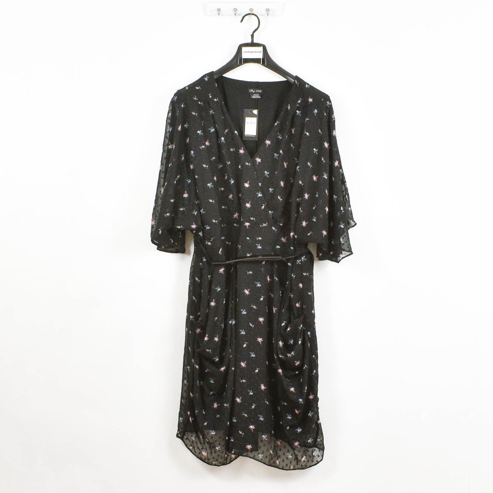 City Chic Women's Plus Floral Faux Wrap Midi Dress - Picture 2 of 7